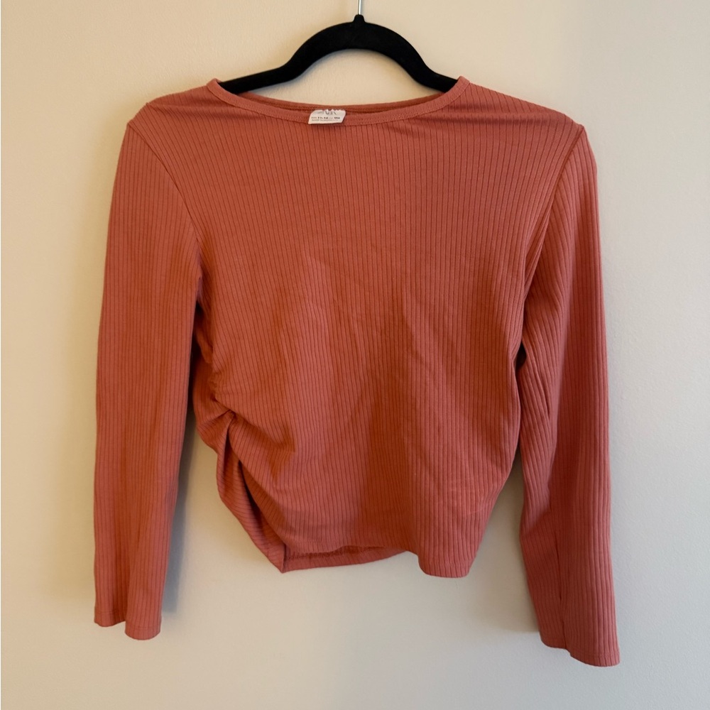 Women's Ribbed Long Sleeve Top - Rust
